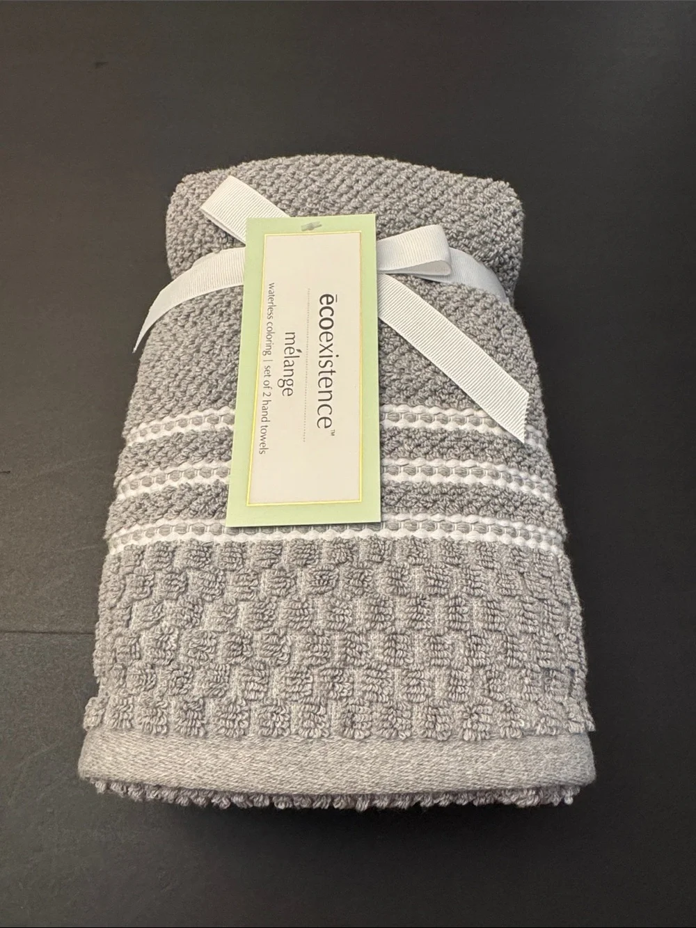 4pc Ecoexistence Melange Gray Waffle Weave Bath Towel Set - Waterless Coloring